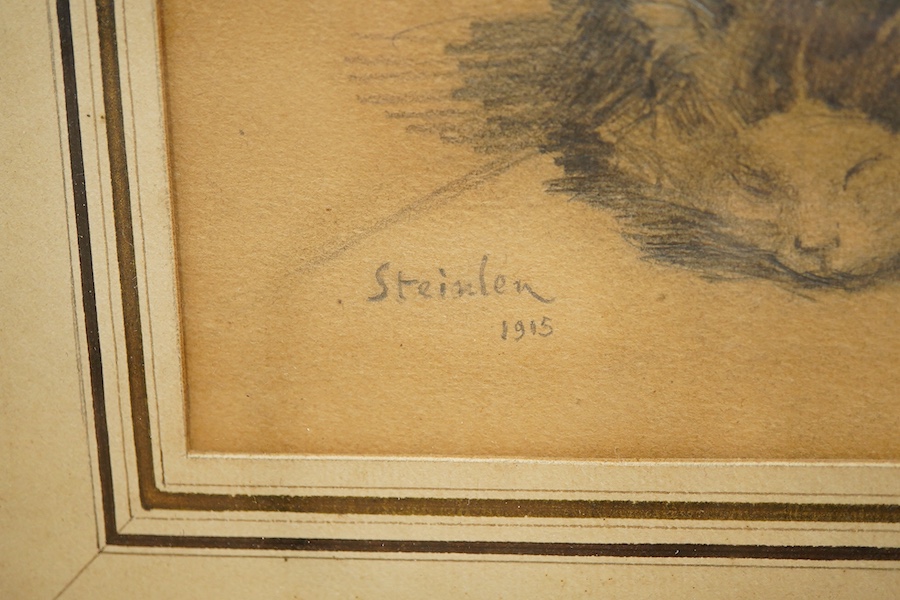 Manner of Théophile Alexandre Steinlen (French, 1859-1923), Studies of sleeping cats, signed and dated 1915, pencil sketch, 17 x 23cm